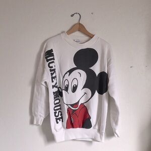 Vintage 80s Mickey Mouse Double Sided Graphic Crewneck Sweatshirt